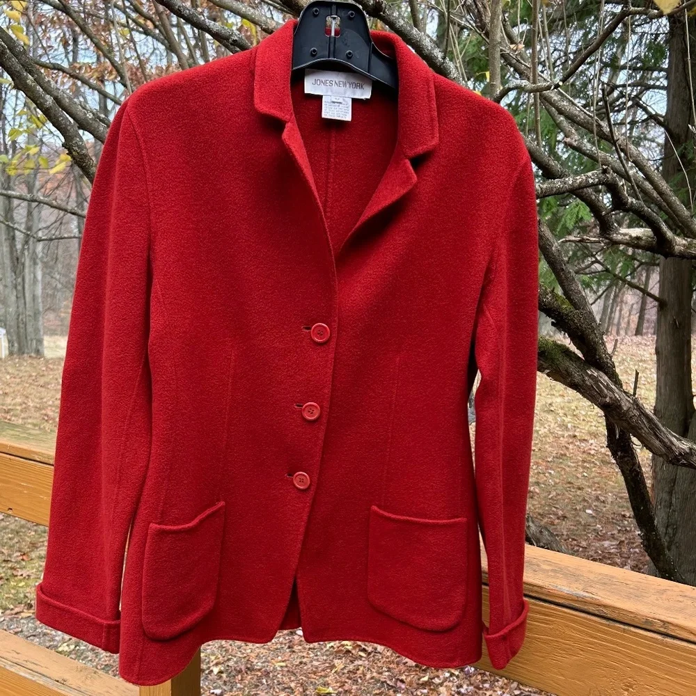 Jones New York Brick Red Wool Blazer, Size 12 - Picture 1 of 16